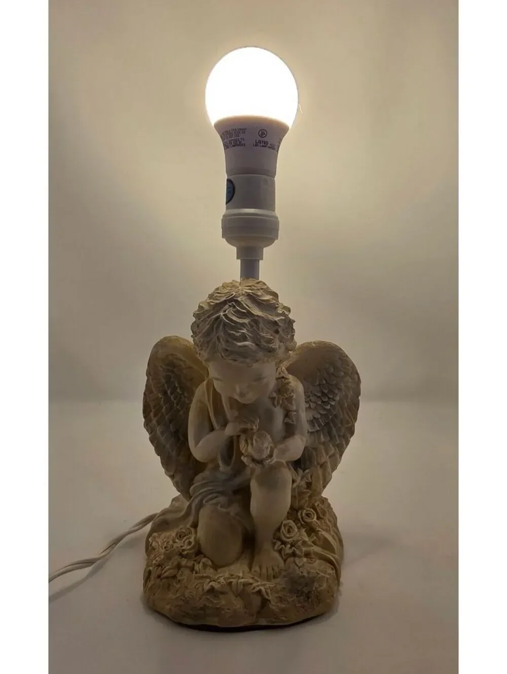 Vintage 1994 Figi Graphics Cherub Angel Dove Table Lamp Working 9.5 Inch